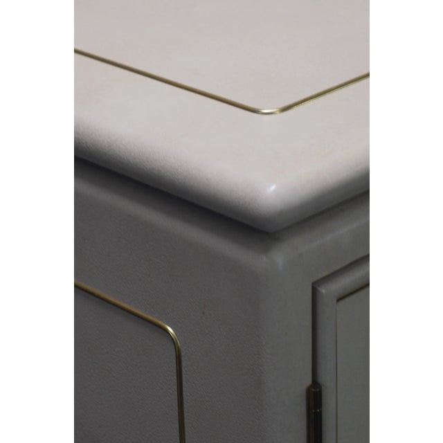Faux Leather and Brass Buffet Attributed to Mastercraft Circa 1980 For Sale - Image 10 of 11
