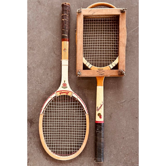 American 1960s Mid-Century Wooden Tennis Racquets - Set of 2 For Sale - Image 3 of 18