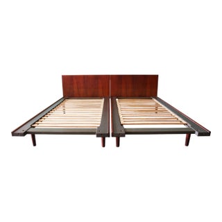 1960s Hans Wegner for Getama Teak King Bed (Two Twins) Mid Century Danish Modern For Sale