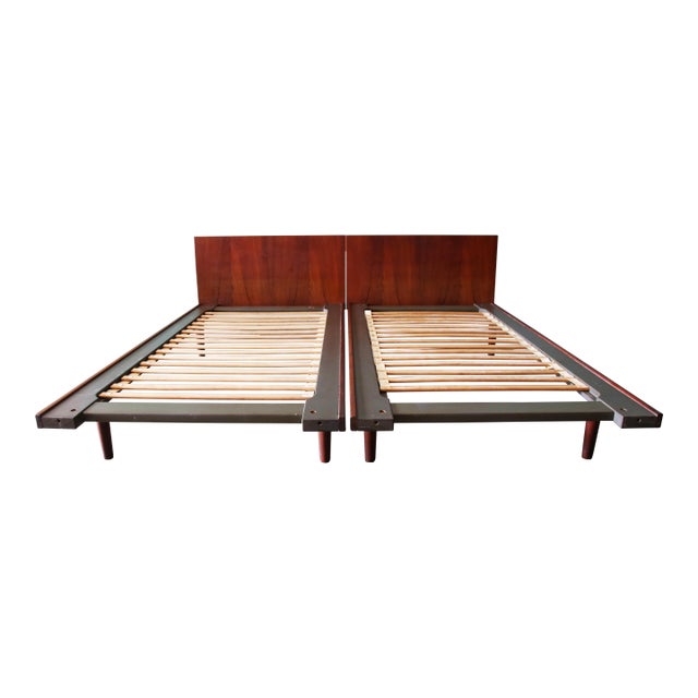 1960s Hans Wegner for Getama Teak King Bed (Two Twins) Mid Century Danish Modern For Sale