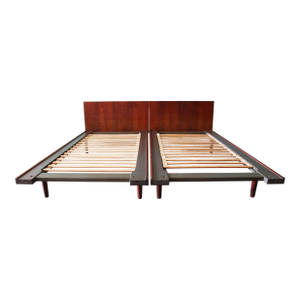 1960s Hans Wegner for Getama Teak King Bed (Two Twins) Mid Century Danish Modern