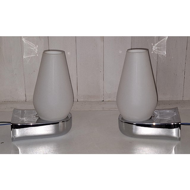 Vintage Wall Lamps with Chrome-Plated Plastic Bases and White Opal Glass Shades from Hoffmeister-Leuchten, 1980s, Set of...