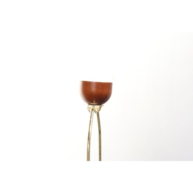 Vintage Gordon and Jane Martz Taupe Ceramic and Walnut Table Lamp With Finial For Sale - Image 16 of 16