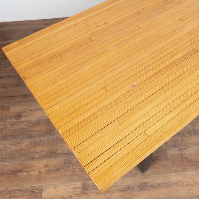 Industrial Reclaimed Industrial Bowling Lane Wood Top Work or Dining Table For Sale - Image 3 of 11