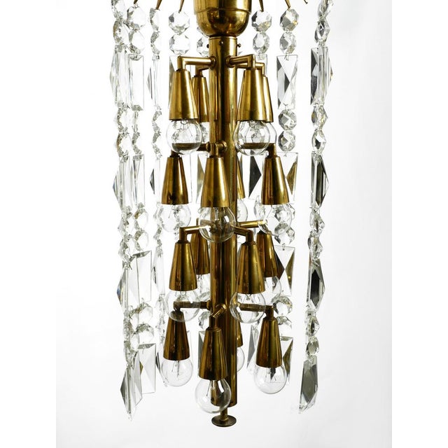 Mid-Century Brass Crystal Glass Chandelier from Vereinigten Werkstätten, 1950s For Sale - Image 11 of 18