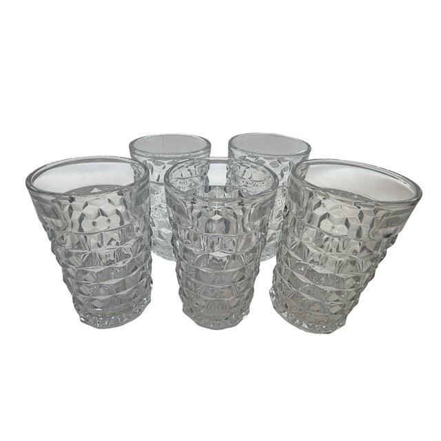 Early 20th Century Fostoria Pattern Set of 5 Flat Iced Tea American Clear Glasses For Sale In Indianapolis - Image 6 of 8
