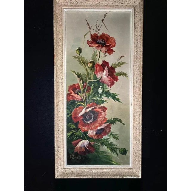 E. Brandt, Coquelicots, 1950s, Oil on Canvas For Sale - Image 10 of 10