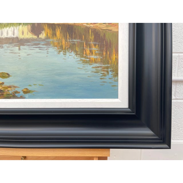 Irish Landscape Art - Fly Fishing River Scene in Coastal Village Ireland by Contemporary Irish Artist, 2000 Circa For Sale - Image 9 of 12