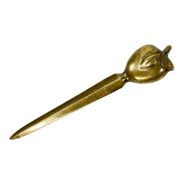Vintage Brass Apple Letter Opener For Sale