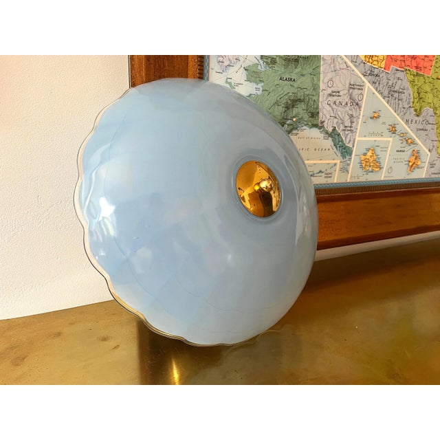 1940s Blue Scalloped Flush Light For Sale - Image 14 of 17