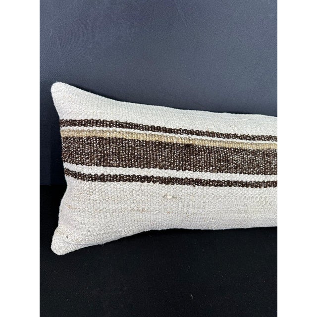 Turkish Hemp Pillow Cushion Natural Beige Brown Cushion Cover 12x46 #30334 Enhance your home decor with our Kilim Pillow...