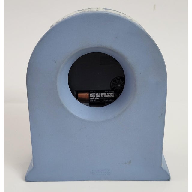 Vintage English Blue Jasperware Neoclassical Wedgewood Shelf Desk Clock For Sale - Image 10 of 12