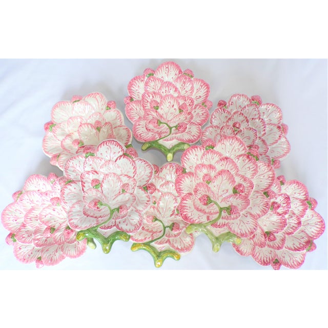 Vintage Strawberry Majolica Plates, Set of 8 For Sale - Image 4 of 12