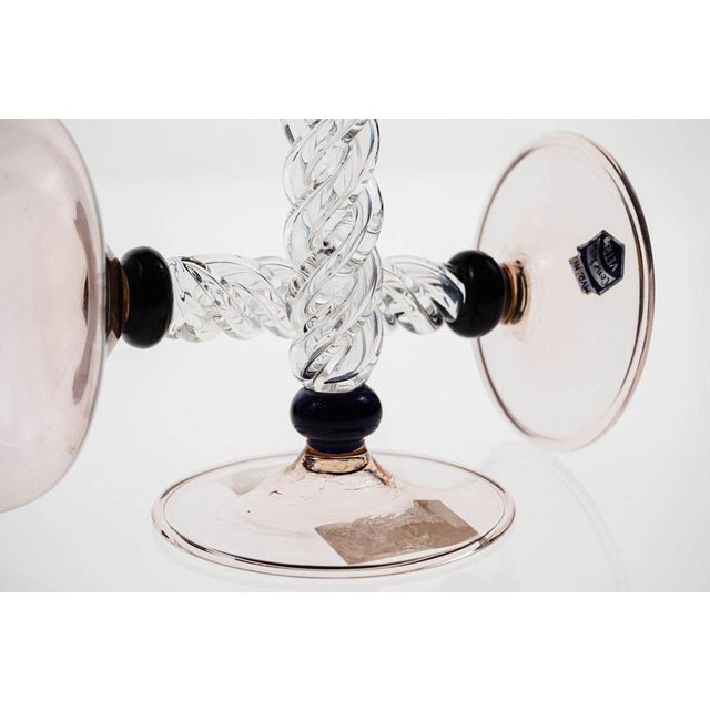 Black Amethyst Glass Champagne Goblets with Twisted Stems and Black Necks from Cenedese, 1960s, Set of 2 For Sale - Image 8 of 18