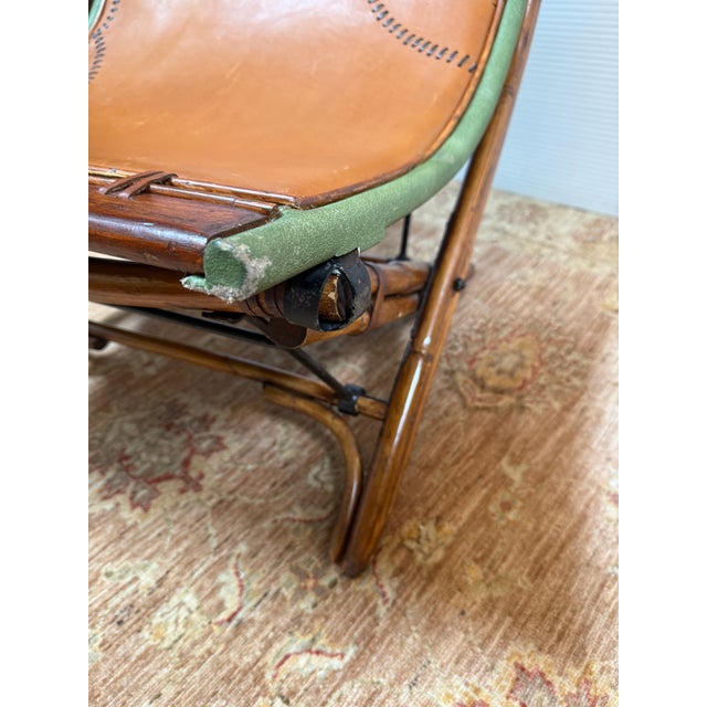 Circa 1980's Ramon Castellano for Kalma Bamboo + Leather Collapsible Chair For Sale - Image 9 of 14