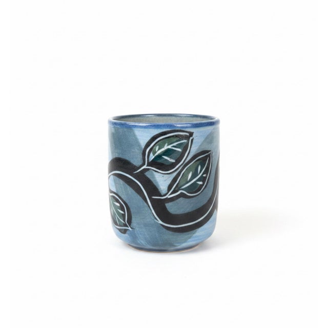 Signed Butterfield Studio Pottery Teapot 4 Cups Blue Green Sgraffito Set For Sale In Greensboro - Image 6 of 10