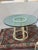 Mid 20th Century McGuire Furniture Lattice Back & Seashell Printed Dining Side Chairs and Glass Bistro Table, 28 Inches For Sale - Image 5 of 12