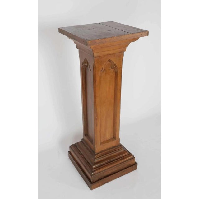 Large Neo-Gothic Pedestal in Oak For Sale - Image 9 of 9