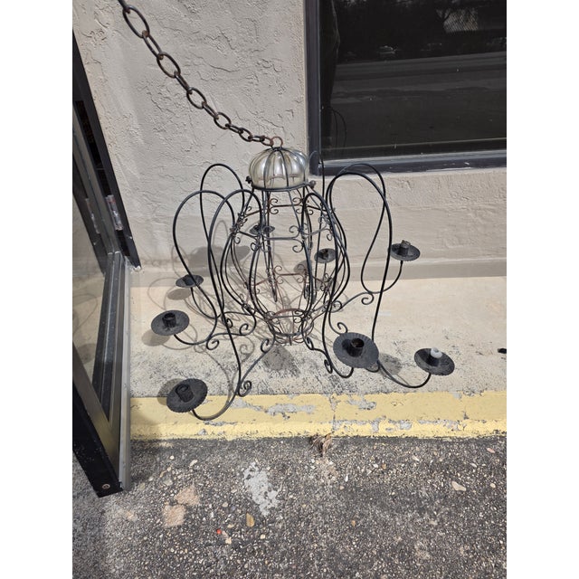 Metal Iron and Glass Garden Chandelier For Sale - Image 7 of 13