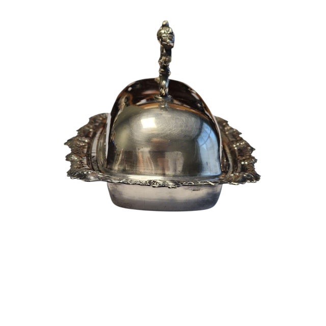 Traditional 1930s Edwardian English Silverplate and Glass Lidded Butter Dish For Sale - Image 3 of 11