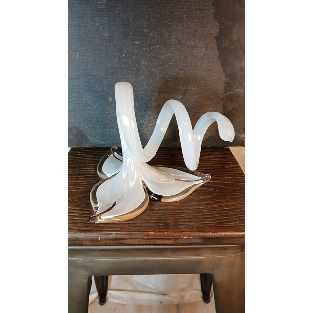 Vintage Hand-Blown Art Glass Lily Sculpture — In the Style of Murano For Sale - Image 12 of 13