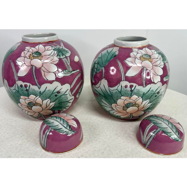 Floral Ginger Jars - A Pair For Sale - Image 4 of 11