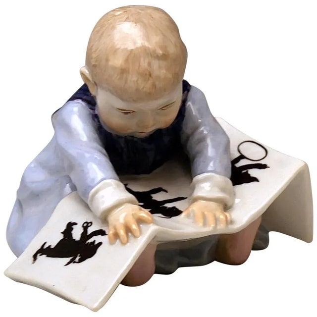 Ceramic Art Nouveau Model U 149 Child Figurine from Meissen, 1890s For Sale - Image 7 of 7