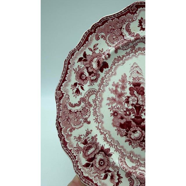 Ceramic A Antique Staffordshire "Fountain Scenery" Pink Transfer Decorated Plate, 1830’s For Sale - Image 7 of 10