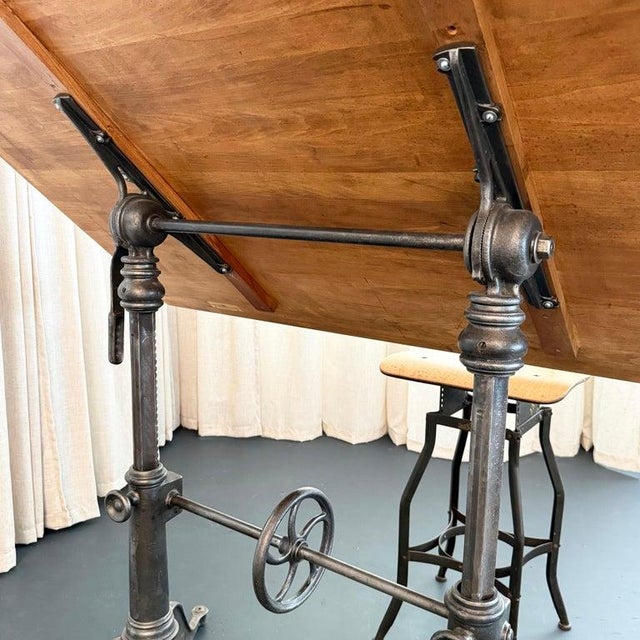 Antique Gunmetal Cast Iron and Pine Drafting Table by Keuffel & Esser For Sale - Image 9 of 14