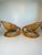 Two beautiful twisted, curved bamboo rattan armchairs from the 1970s Original cushions included Excellent craftsmanship...