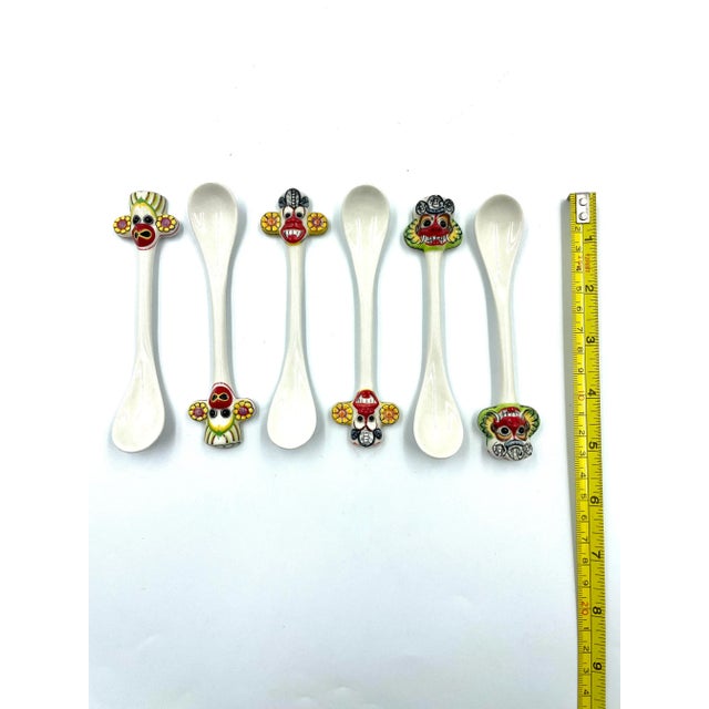 Vintage Hand-Painted Sri Lankan Mask Spoons- Set of 6 For Sale - Image 9 of 11