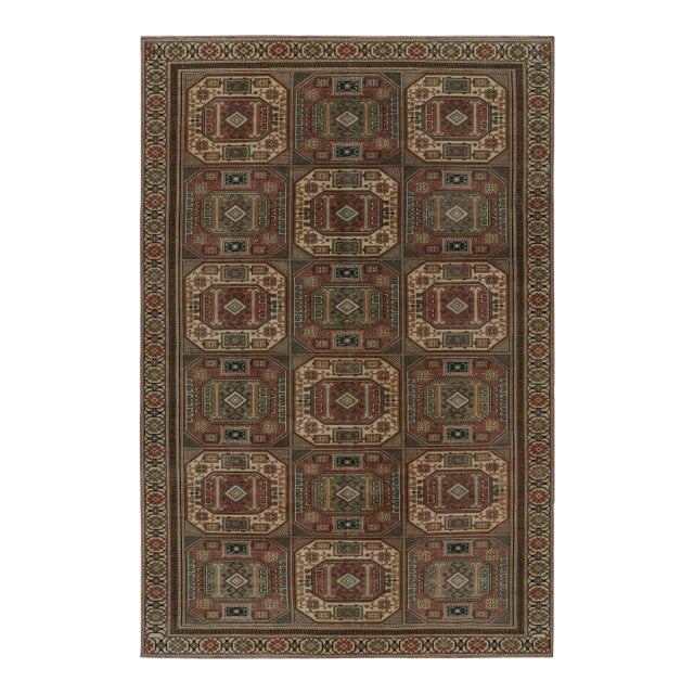 1960s Vintage Oushak Rug With Tribal Geometric Pattern For Sale