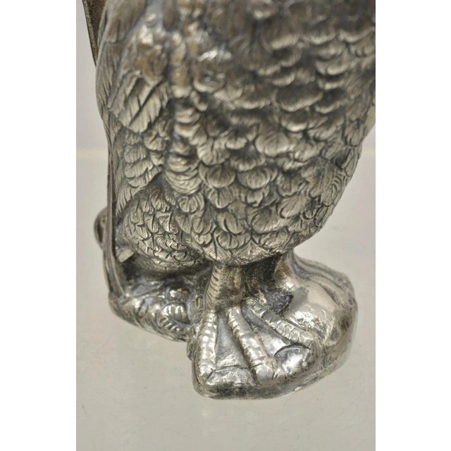 Metal Vintage Figural Duck Mallard Silver Plated Water Pitcher Decanter by Alpaca For Sale - Image 7 of 11