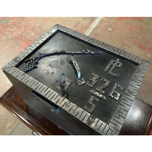 Gothic 19th Century French Gothic Cast Iron Strongbox Safe With Key For Sale - Image 3 of 7