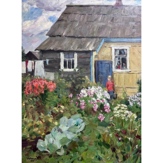 Boris Lavrenko, In the Garden, Oil on Canvas, 1991 For Sale - Image 10 of 10
