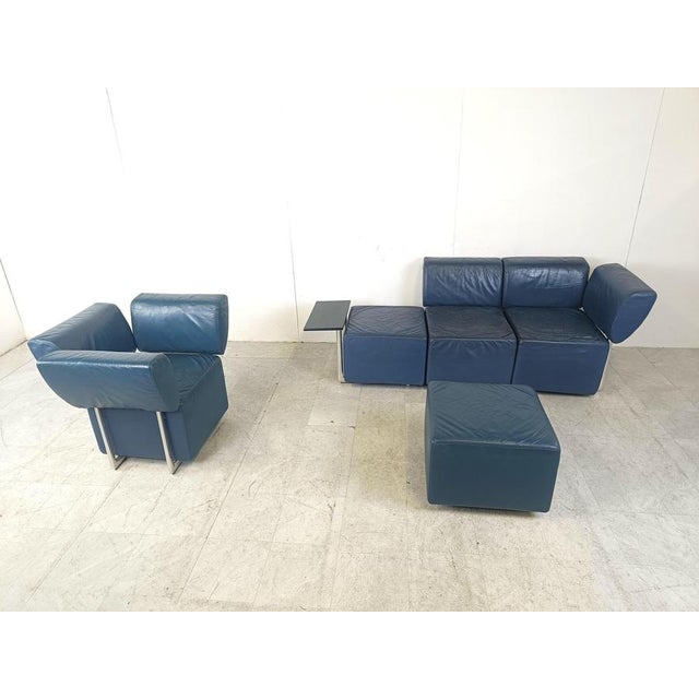 Striking postmodern design sofa model 'Clou' by Cor and designed by Wulf Schneider. Well designed and upholstered with...