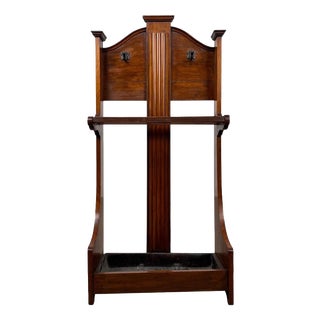 Antique Early 20th Century English Edwardian Walnut Hall Stand For Sale