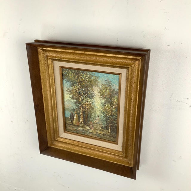 Early 20th Century Signed Mid-Century European Impressionist Landscape Oil Painting in Gilt Frame For Sale - Image 5 of 12