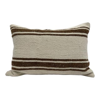 Turkish Hemp Pillow Cushion Natural Beige Brown Pillow Cushion Cover 16" x 24" For Sale