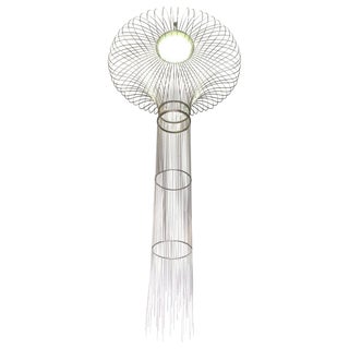 21st Century Sculptural Modern Handmade Led Chandelier in Steel Chrome For Sale