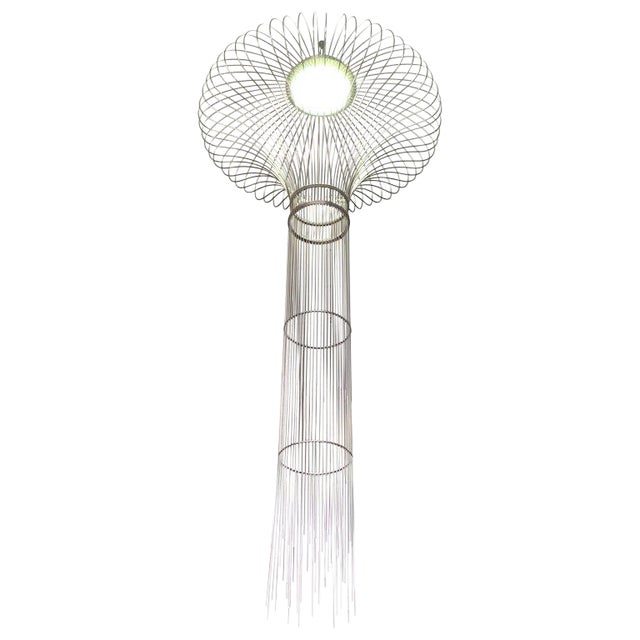 21st Century Sculptural Modern Handmade Led Chandelier in Steel Chrome For Sale