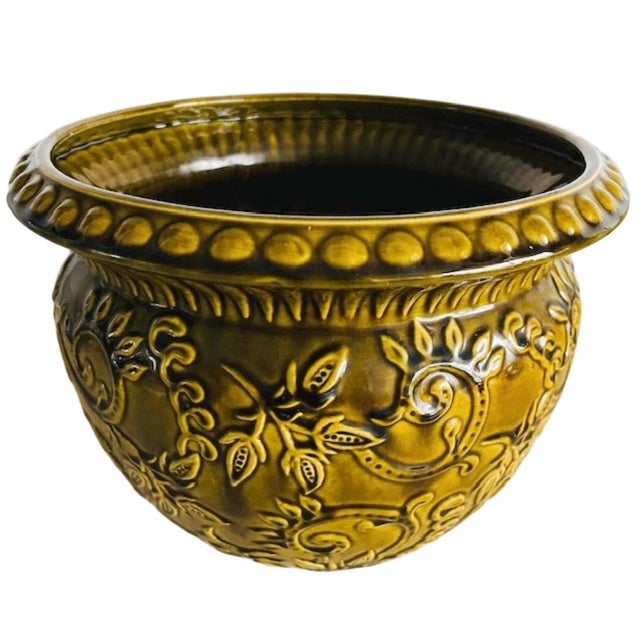 Mid-Century Modern Mid-Century Majolica Planter fron Uebelacker Keramik, West Germany, 1960s For Sale - Image 3 of 8