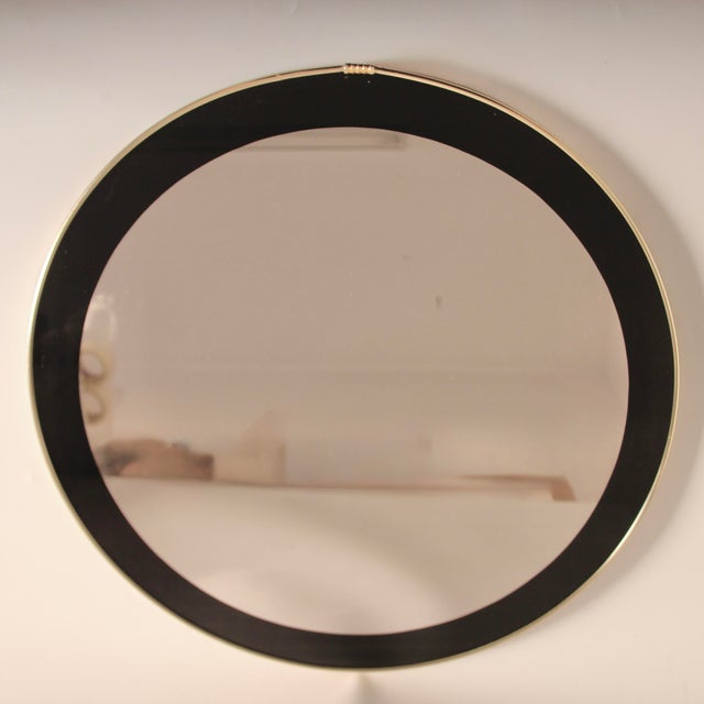 Mid-Century Modern Wall Mirror with Black Rim Ornament, 1950s For Sale - Image 4 of 8