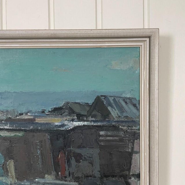 1977 Mid Century Danish Abstract Oil Painting "Plankeverk I Sydhavnen" by Max Mogens Hansen For Sale - Image 4 of 13