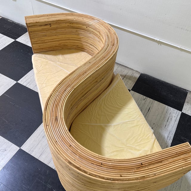 Vintage Pencil Reed Bamboo Rattan Conversation Chair For Sale - Image 10 of 11