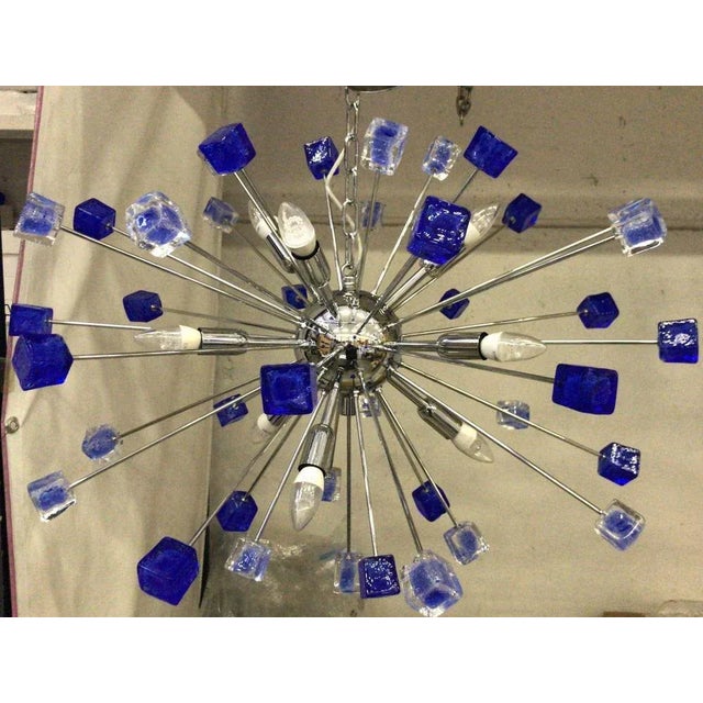 Early 21st Century Italian Handmade Blue Murano Glass Sputnik Chandelier from Simoeng For Sale - Image 5 of 9