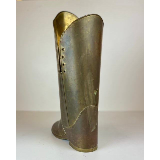Brass Boot Umbrella Stand in the style of Mecap, Belgium, 1930s For Sale - Image 4 of 16