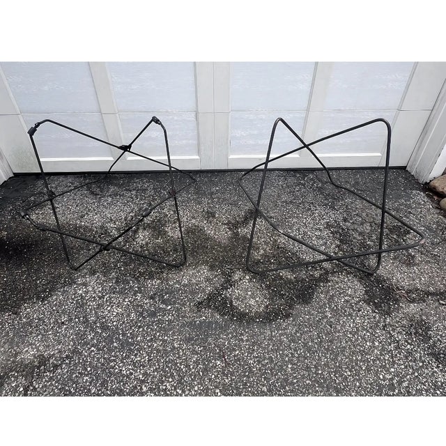 Black Mid 20th Century Mid-Century Wrought Iron Knoll-Style Butterfly Chairs - A Pair For Sale - Image 8 of 11