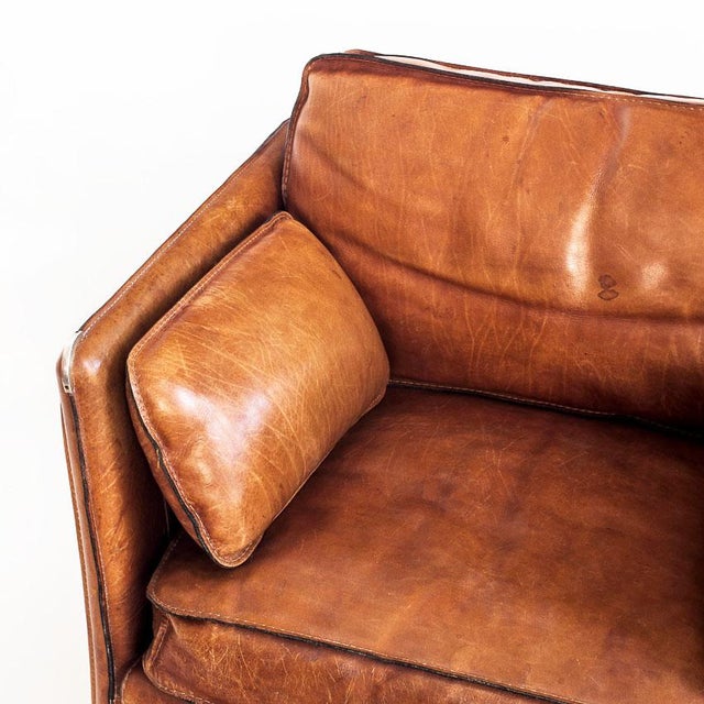 Vintage Camel Buffalo Leather Club Chair from Roche Bobois, France, 1980s For Sale - Image 11 of 18