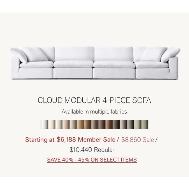 Rh - Cloud Sectional, Heavenly White For Sale - Image 9 of 9